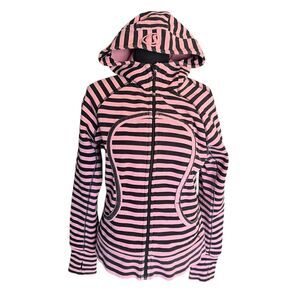 Lululemon - Pink & black striped Scuba hoodie
